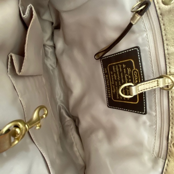 COACH Signature Striped Khaki/Gold Tote - Picture 10 of 10